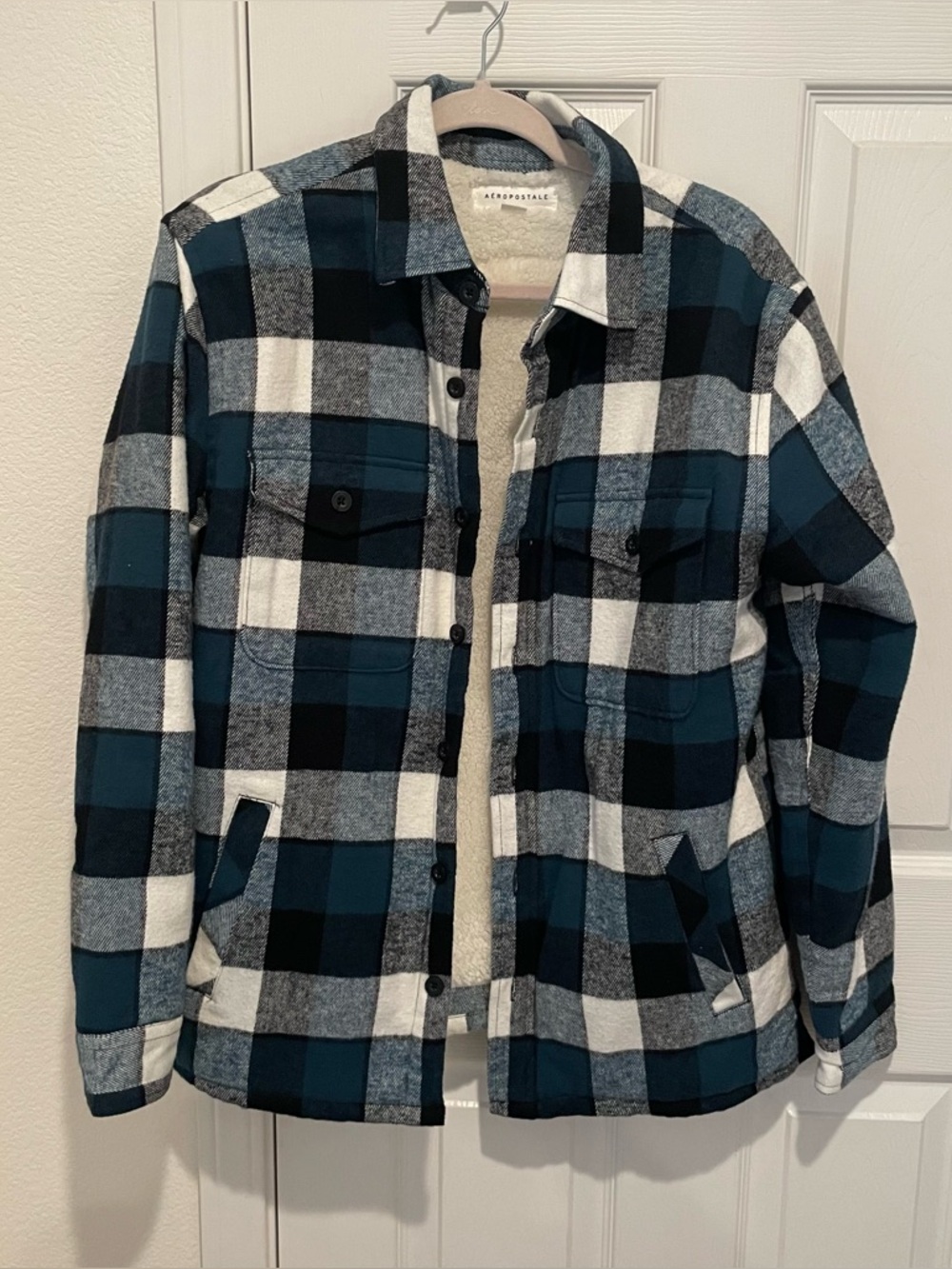 Aeropostale - Men’s lined flannel shacket - Size Small - Teal & Black